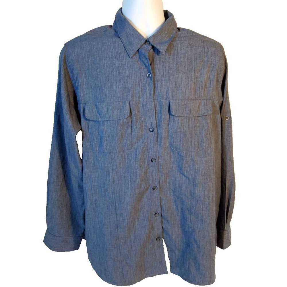 Magellan Outdoors Fish Gear Men's 1X XL Blue Shirt Long Sleeves